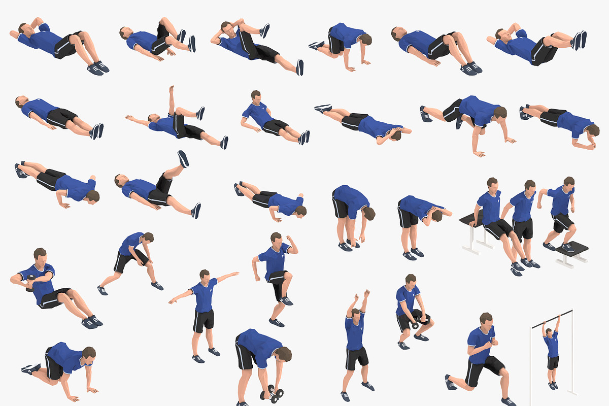 30 Looped Exercise Animation GIF, an Illustration by Daniel Mikulik