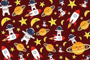 Cute Pattern Space Astronauts