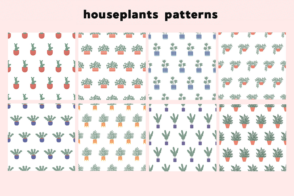Houseplants Clipart & Patterns, a Graphic by IRSYART (Photo 6 of 8)