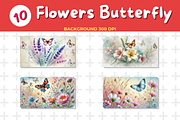Watercolor Flowers Butterfly Backgro, an Animal Illustration by John_Walker (Thumbnail 3 of 4)