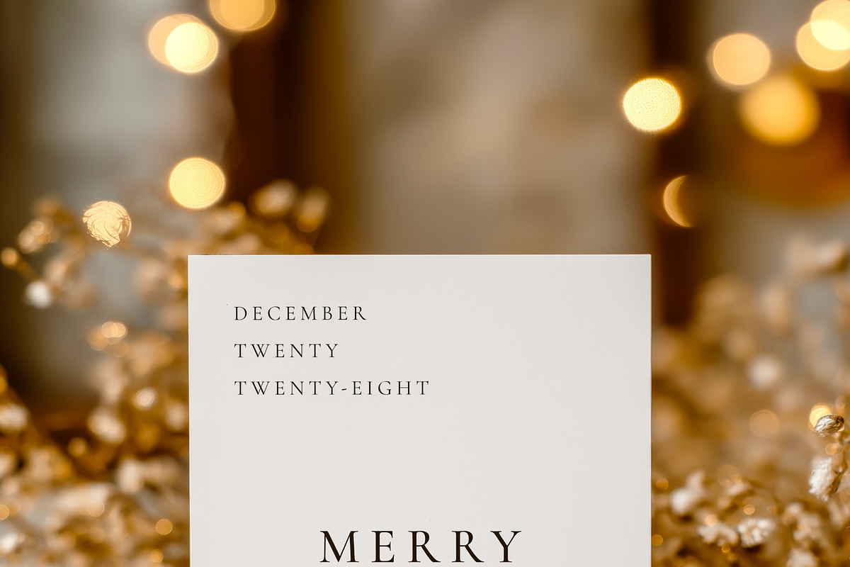 Gold Christmas Invitation Mockup 5x7, an Advertising Mockup by Serenefeeling (Photo 3 of 7)