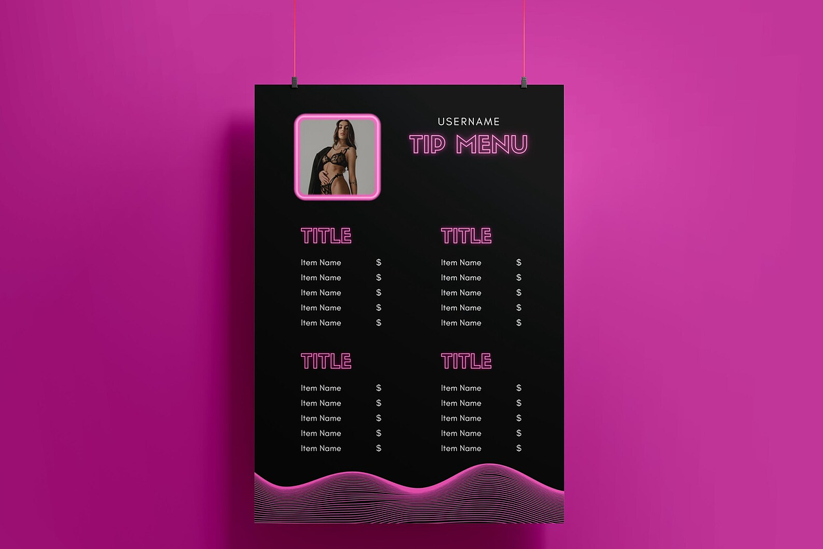 Neon Onlyfans Tip Menu Bundle, a Social Media Template by Defects (Photo 4 of 5)
