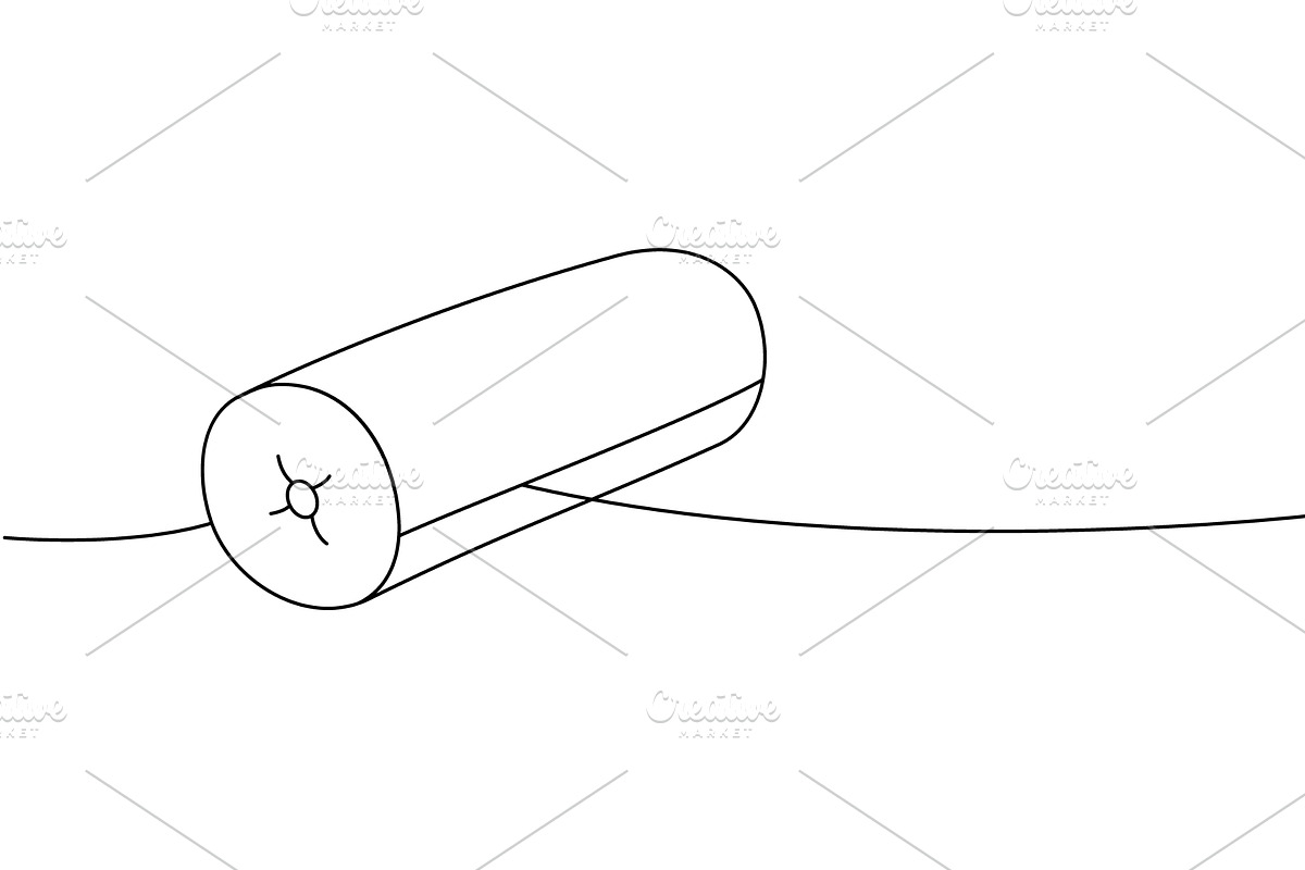 Bolster pillow one line continuous, an Object Illustration by GraphiShop