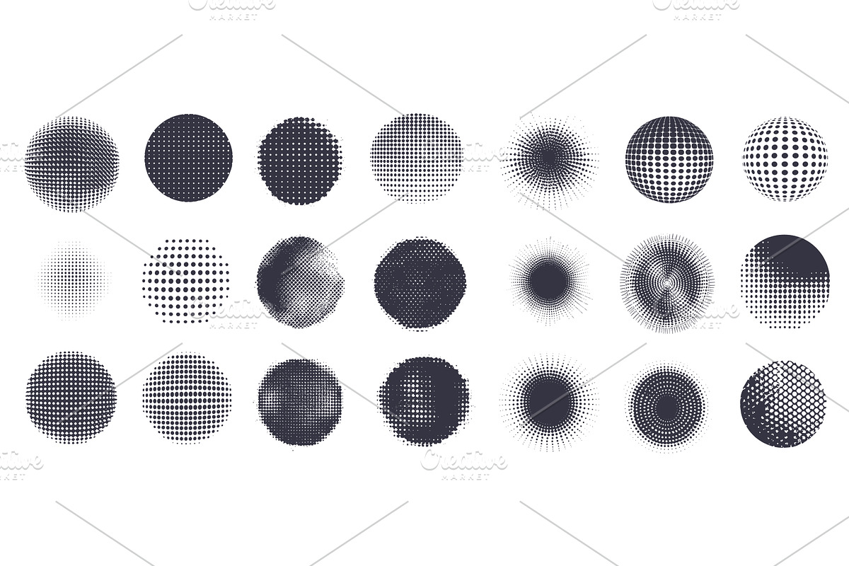 Halftone dotted circle. Abstract, an Illustration by Stock-Smart-Start