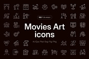 Movie Icon Art Set, an Outline Icon by Prosymbols (Thumbnail 1 of 8)