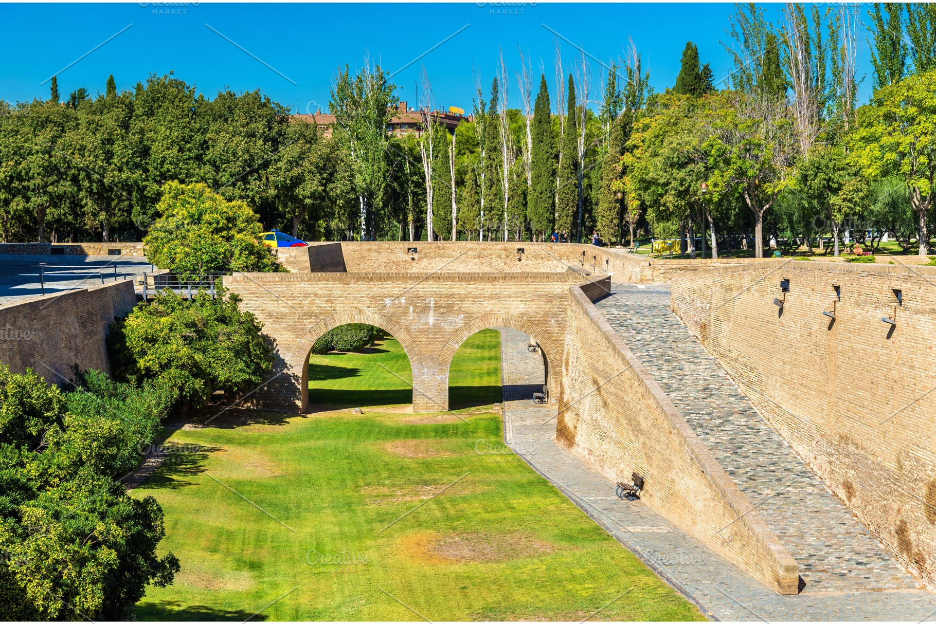 Aljaferia a fortified medieval islamic palace in zaragoza spain featuring, an Architecture Photo by Leonid Andronov