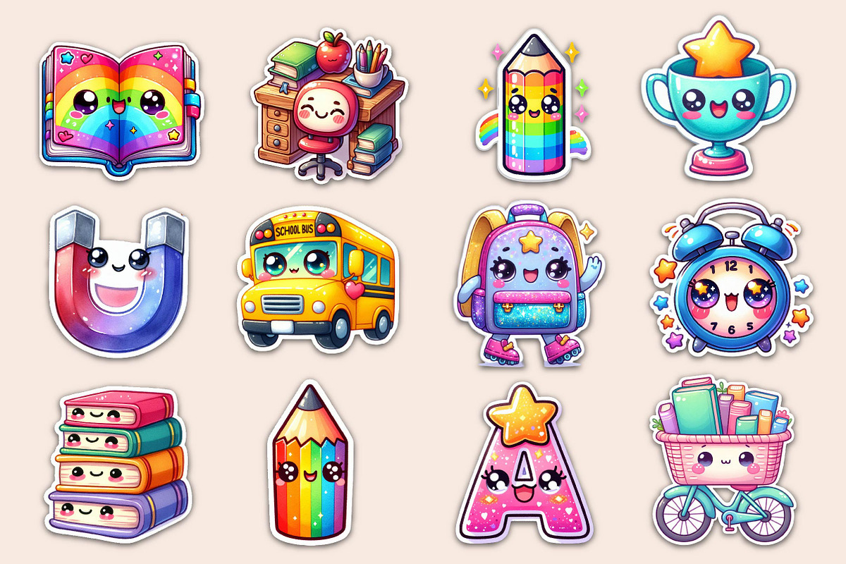Kawaii School Sublimation Stickers, an Illustration by Dream Creation (Photo 4 of 6)