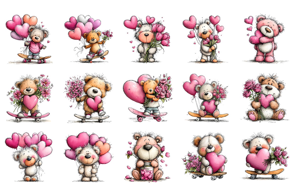 Whimsical Valentine's Day Clipart, an Illustration by SinaCreation (Photo 2 of 11)