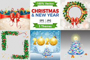 Christmas and New Year Backgrounds, a Decorative Illustration by TAlex