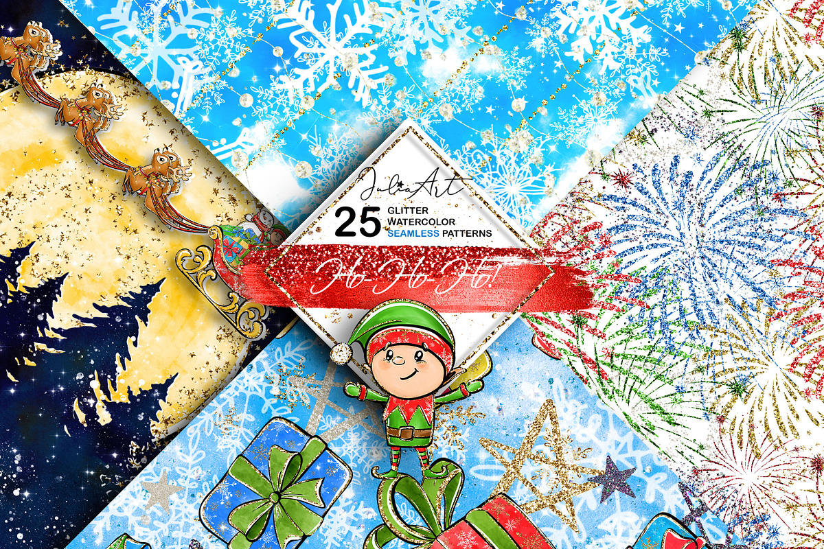 Ho-Ho-Ho christmas seamless patterns, a Pattern Graphic by JuliaStarArt-FantasyHome (Photo 6 of 12)