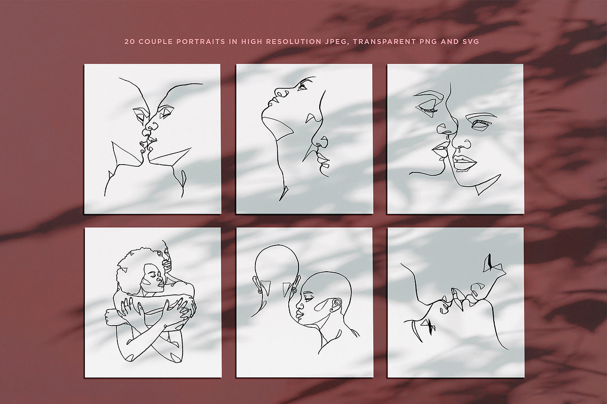 Abstract Couple Portrait Line Art, a Decorative Illustration by Rough Edges Supply Co. (Photo 4 of 9)