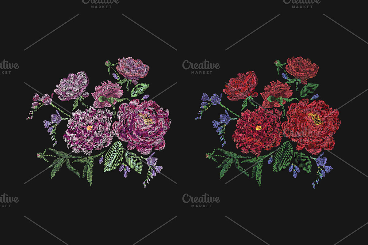 Embroidered composition with peonies, a Decorative Illustration by Good Studio (Photo 1 of 3)