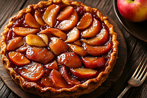 Glazed apple tart with golden crust, a Food & Drink Photo by Photostock