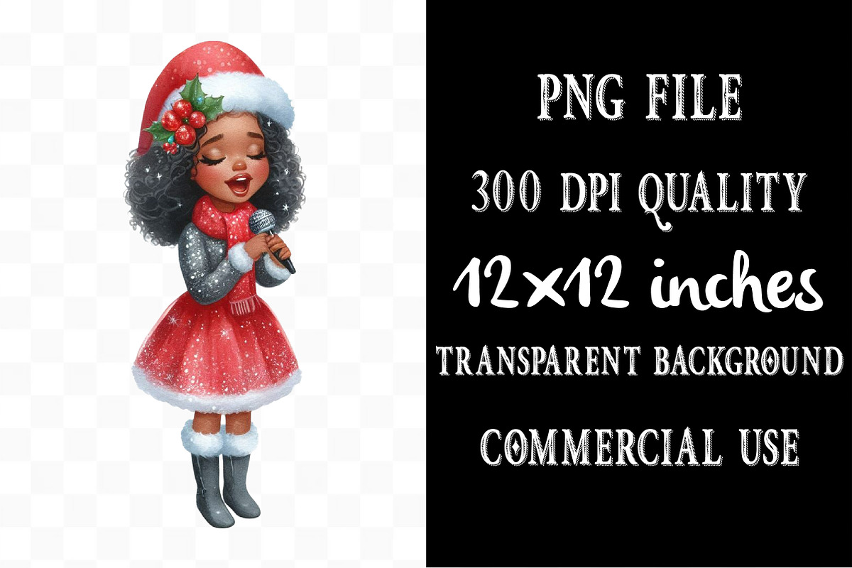 Black Girl Christmas Eve Clipart, an Illustration by Designking (Photo 4 of 5)