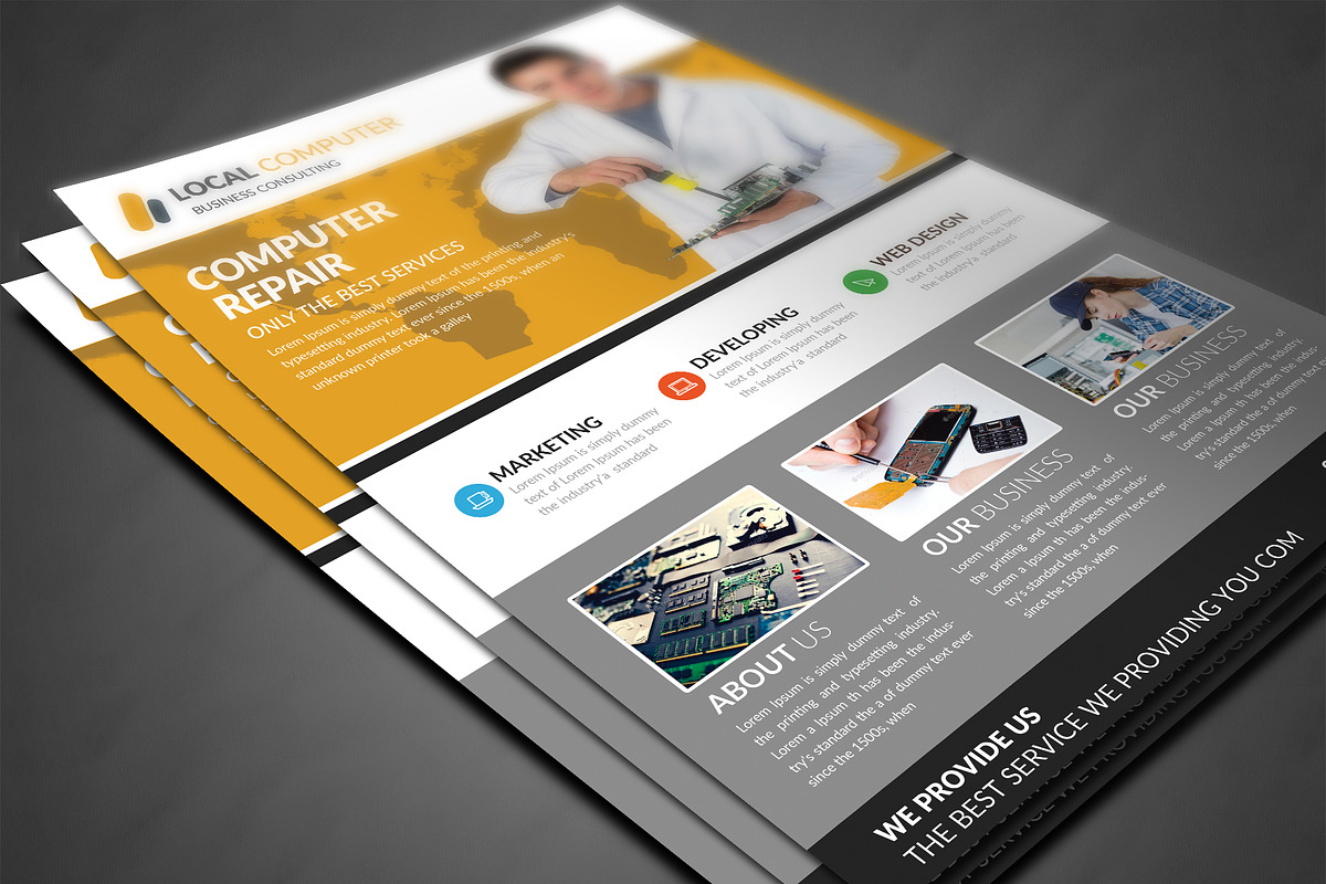 Computer Mobile Repair Flyer, a Flyer Template by AfzaalGraphics - Main Image