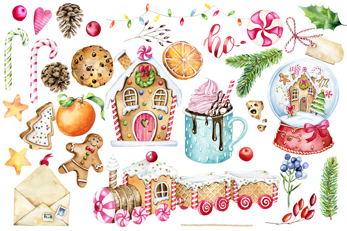 Watercolor Christmas Gingerbreads, a Food Illustration by SimpleWishesArt (Photo 2 of 11)