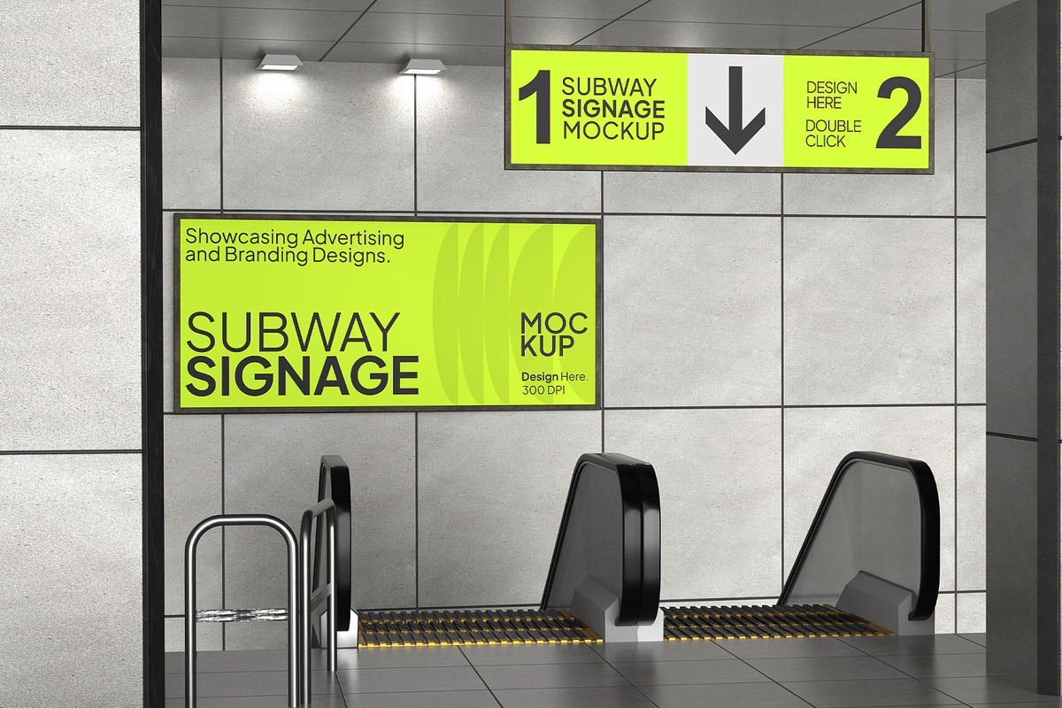 Subway Signage Mockup, an Advertising Mockup by Permadi Creative