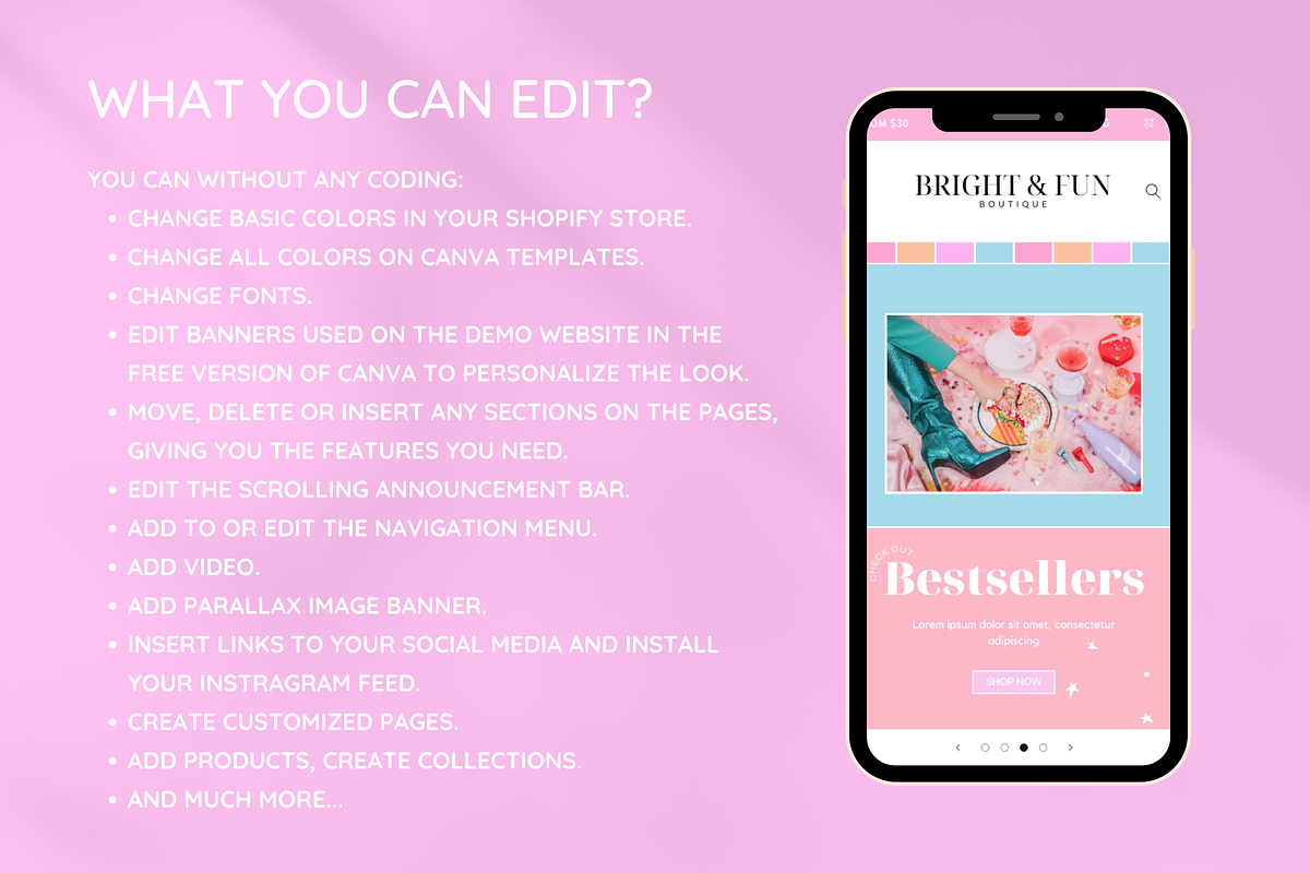 Bright Fun Shopify Theme, a Shopify Template by SunshineStudioBoutique (Photo 3 of 9)