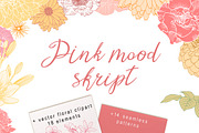 Pink mood set. Font & patterns., a Script Font by olly87 (Thumbnail 1 of 8)