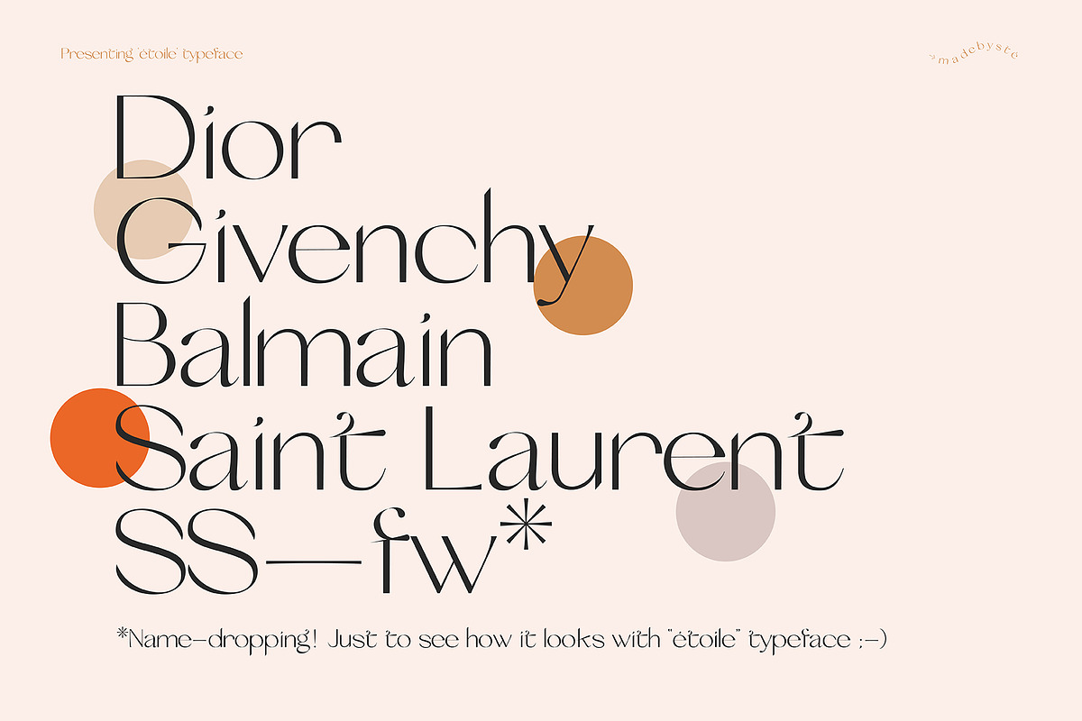 ETOILE* — MODERN REGULAR + ITALIC, a Sans Serif Font by Madebysté. (Photo 6 of 9)