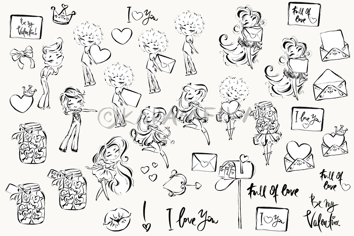 Valentine's Day Clipart Doodle Icons, an Outline Icon by KaramfilaS (Photo 3 of 6)