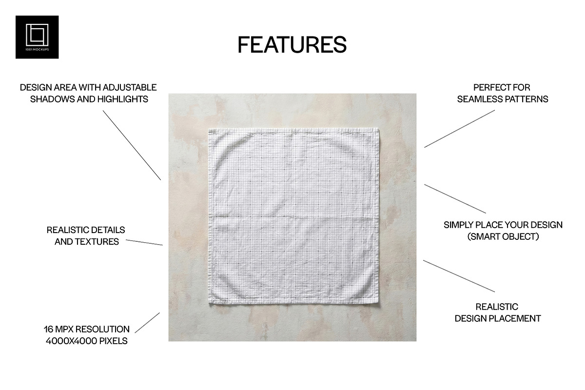 Square Tea Towel Fabric Mockup PSD, a Household Mockup by 1001 mockups (Photo 2 of 6)