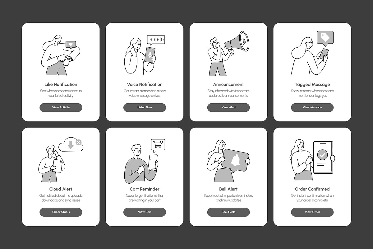 45 Notification Illustrations, a Work Illustration by Prosymbols (Photo 7 of 10)