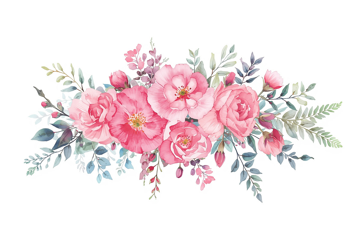 Watercolor Floral Bouquet Set, an Illustration by Creativeshirt (Photo 8 of 11)