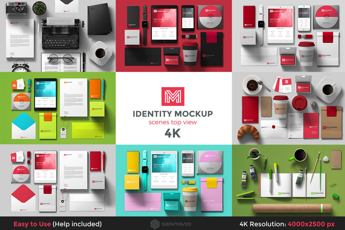 Identity Mockup Top view 4K set, a Cups & Container Mockup by Sentavio (Photo 1 of 10)