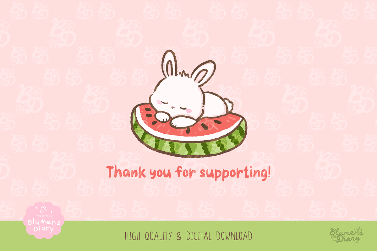 Sweet Watermelon Bunny Clipart, an Animal Illustration by Blumensdiary (Photo 6 of 6)