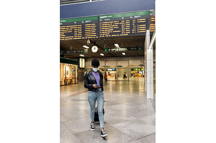 Afro Girl in Train Station