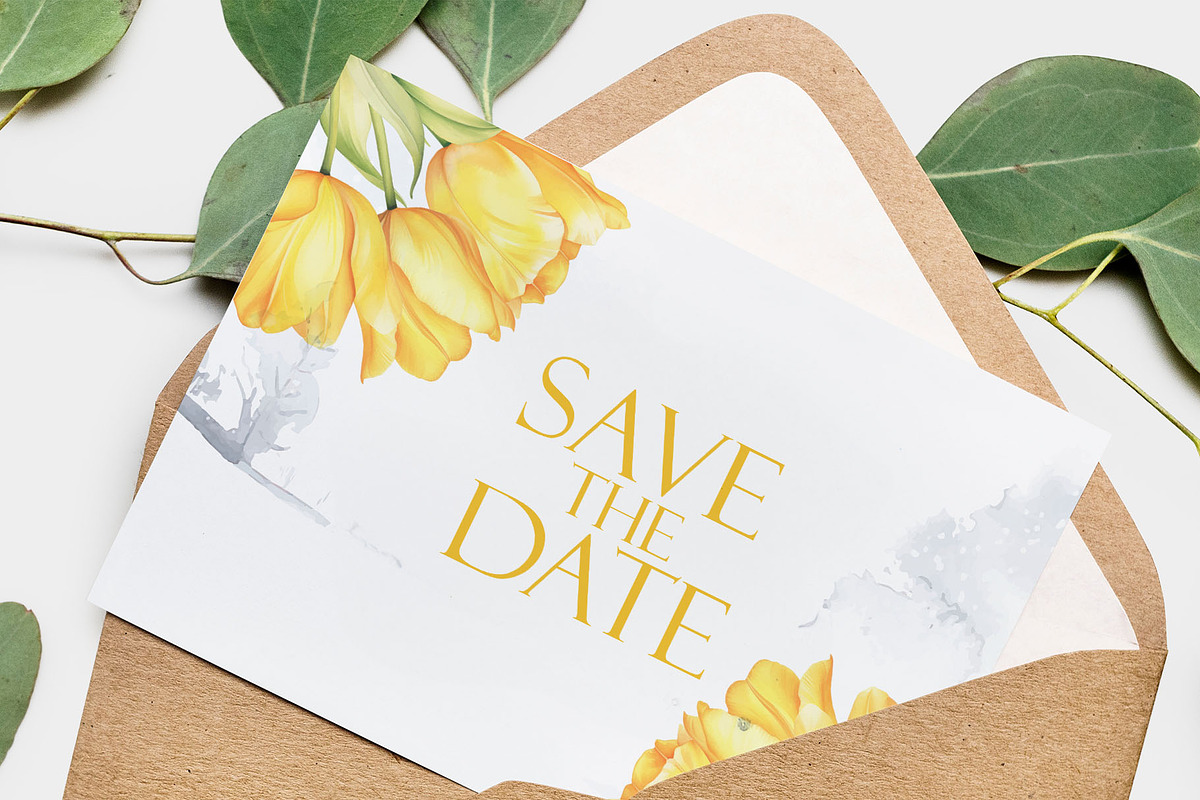 Watercolor Yellow Tulip Vector Set, a Decorative Illustration by Deckar_art (Photo 3 of 4)