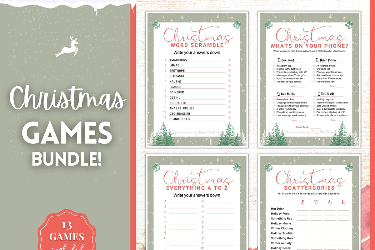 Christmas Games BUNDLE - 13 games!, a Templates & Theme by Templatables (Photo 2 of 11)
