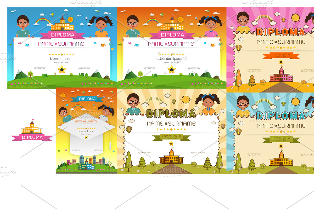 Certificate kids diploma Vector, a Card Template by essense