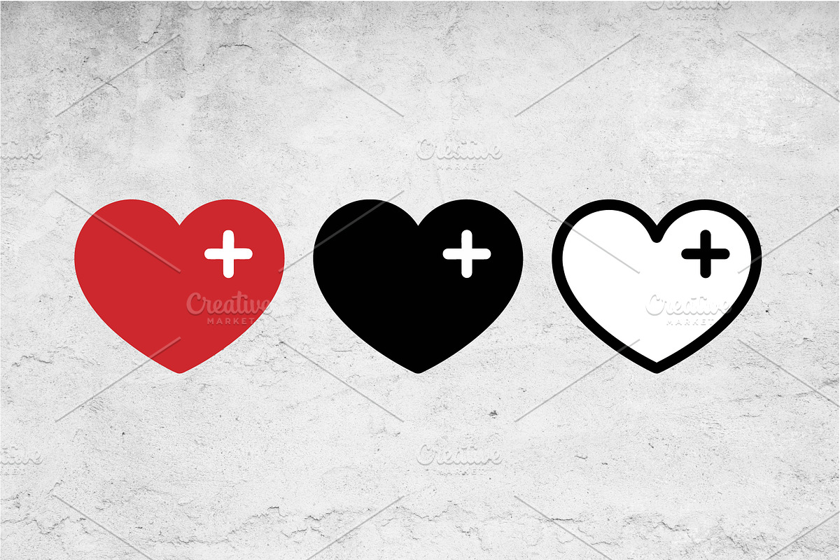 Heart Plus Icons Vector Red Black, an Outline Icon by Artonix (Photo 2 of 2)