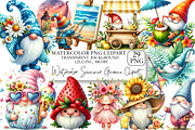 Watercolor Summer Gnome Clipart, an Illustration by DreamPrint404 (Thumbnail 1 of 6)