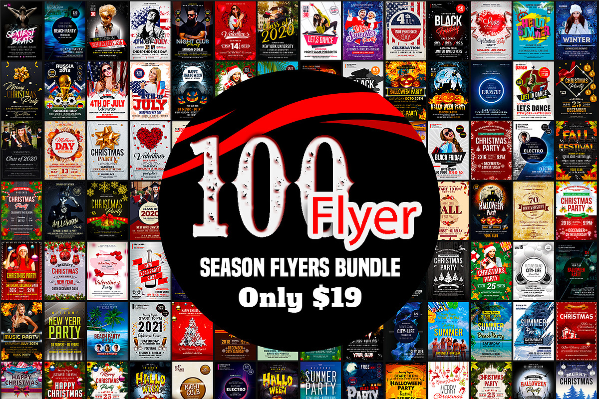 100-Party Flyers Bundle, a Flyer Template by AfzaalGraphics (Photo 1 of 14)