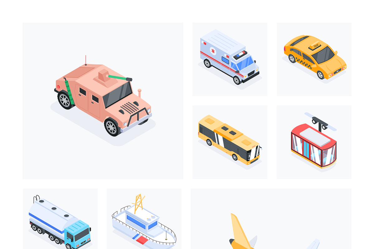 Isometric Transportation Icons, a Duotone Icon by Vectors Market (Photo 6 of 9)