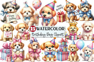 Birthday Puppy Dog Clipart, an Illustration by Rose Art