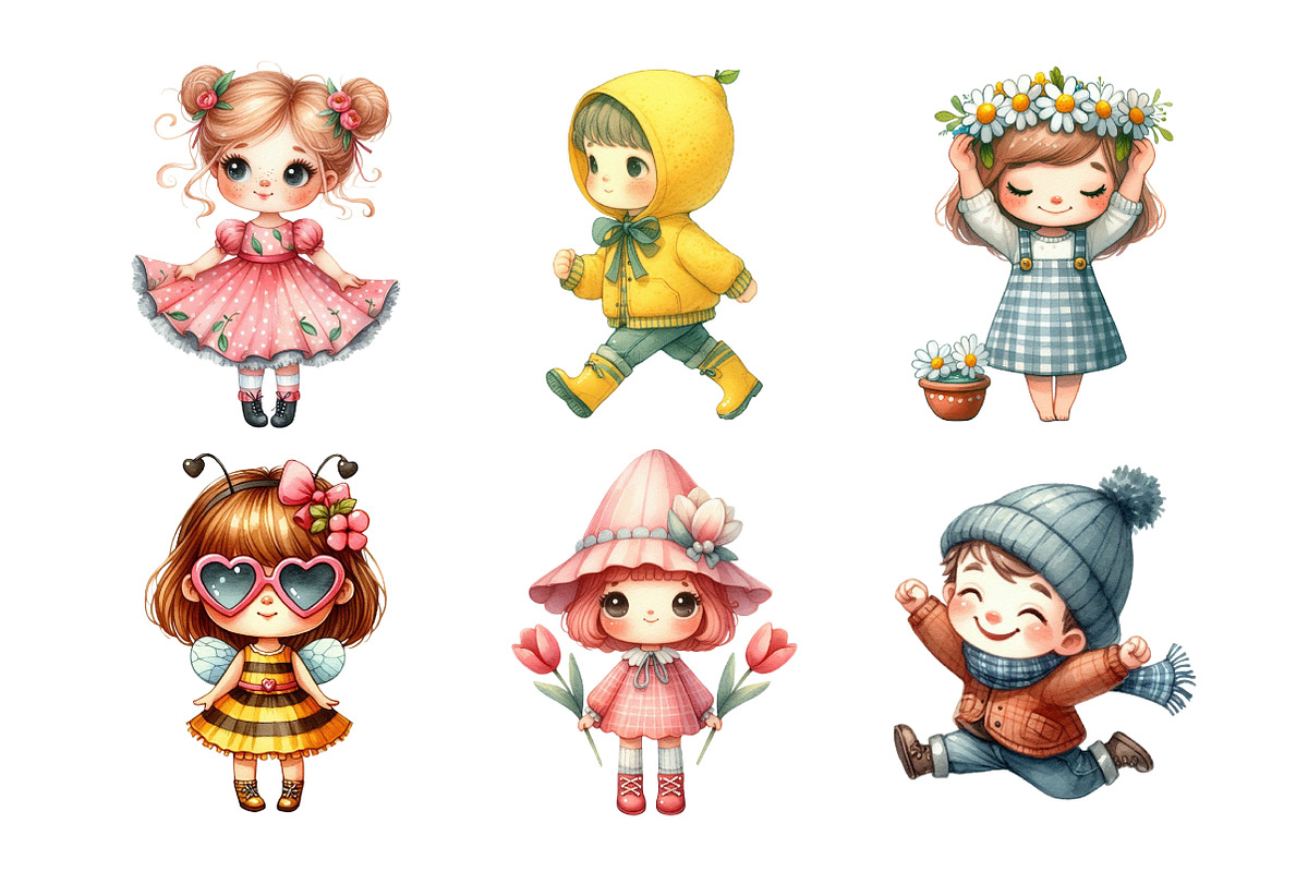 Quirky Cute Little Kids Clipart, an Illustration by Daily.Designs (Photo 2 of 5)