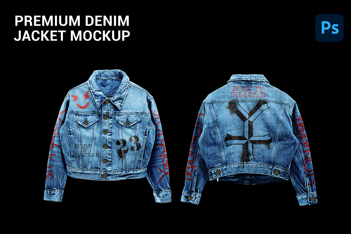premium denim jacket mockup, a Shirt Mockup by yalanois (Photo 1 of 7)