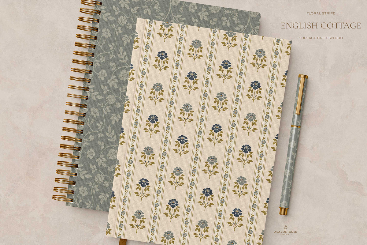 Vintage Blue Cottage Floral Patterns, a Pattern Graphic by Eclectic Anthology (Photo 8 of 16)