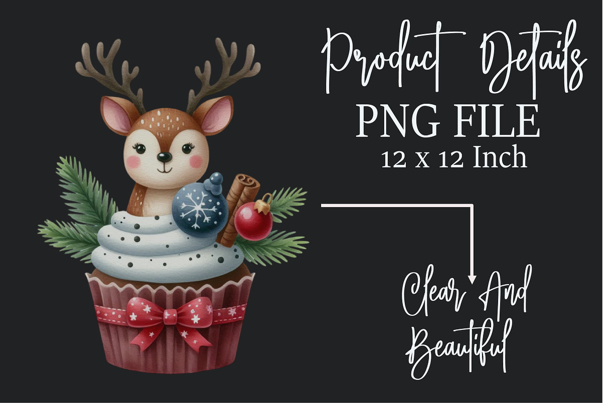 Cute Christmas Animal Cupcake Bundle, a Seasonal Illustration by Rose Art (Photo 5 of 5)