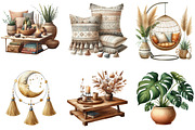 Watercolor Boho Interior Clipart, an Illustration by DreamArtGraphic (Thumbnail 2 of 5)