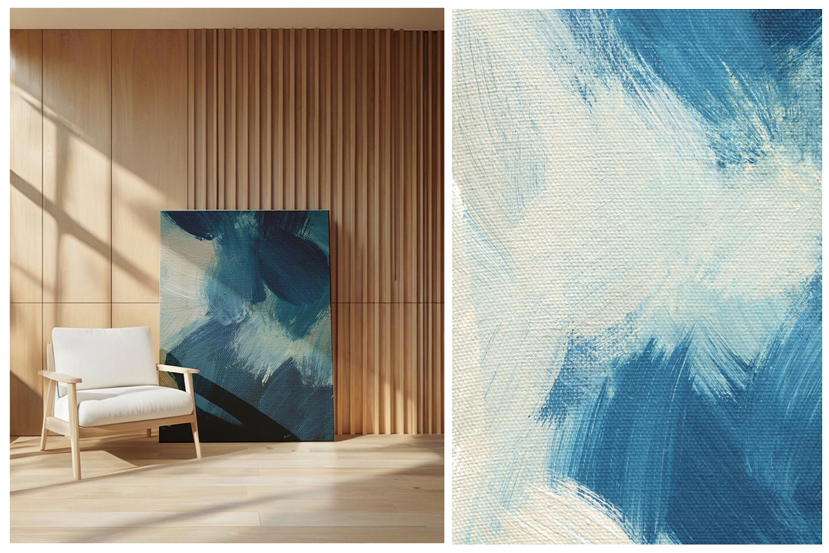 Blue Acrylic Brush Strokes Canvases, a Texture Graphic by Helga Wigandt (Photo 7 of 7)