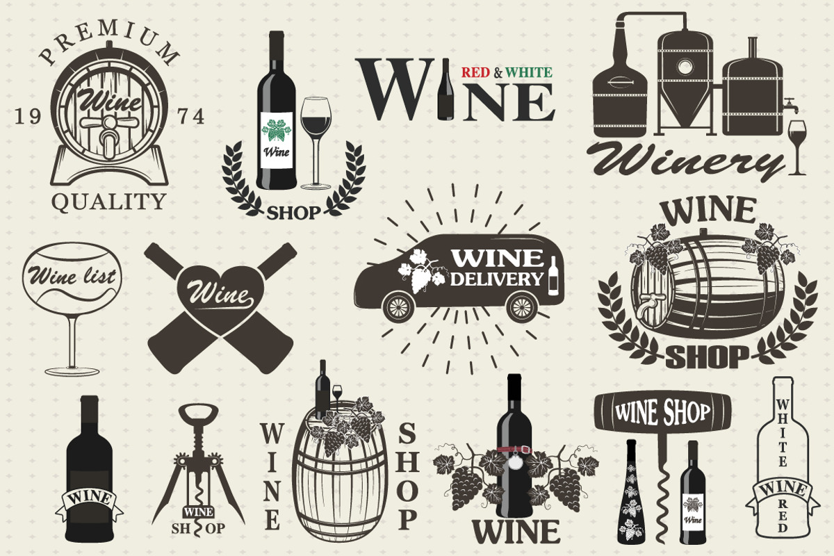 Set of wine signs, badges, a Graphic by Tomass2015