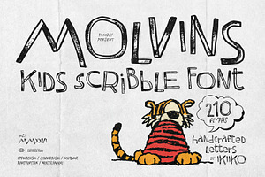 Molvins - Kids Scribble Font, a Symbol Font by ikiiko