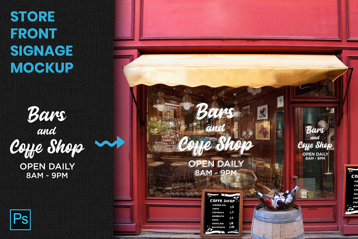 Store front Signage Logo Mockup, an Advertising Mockup by Nahar_std (Photo 1 of 6)