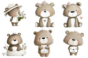 Watercolor Valentine Teddy Bears, an Illustration by Designworld (Thumbnail 6 of 6)