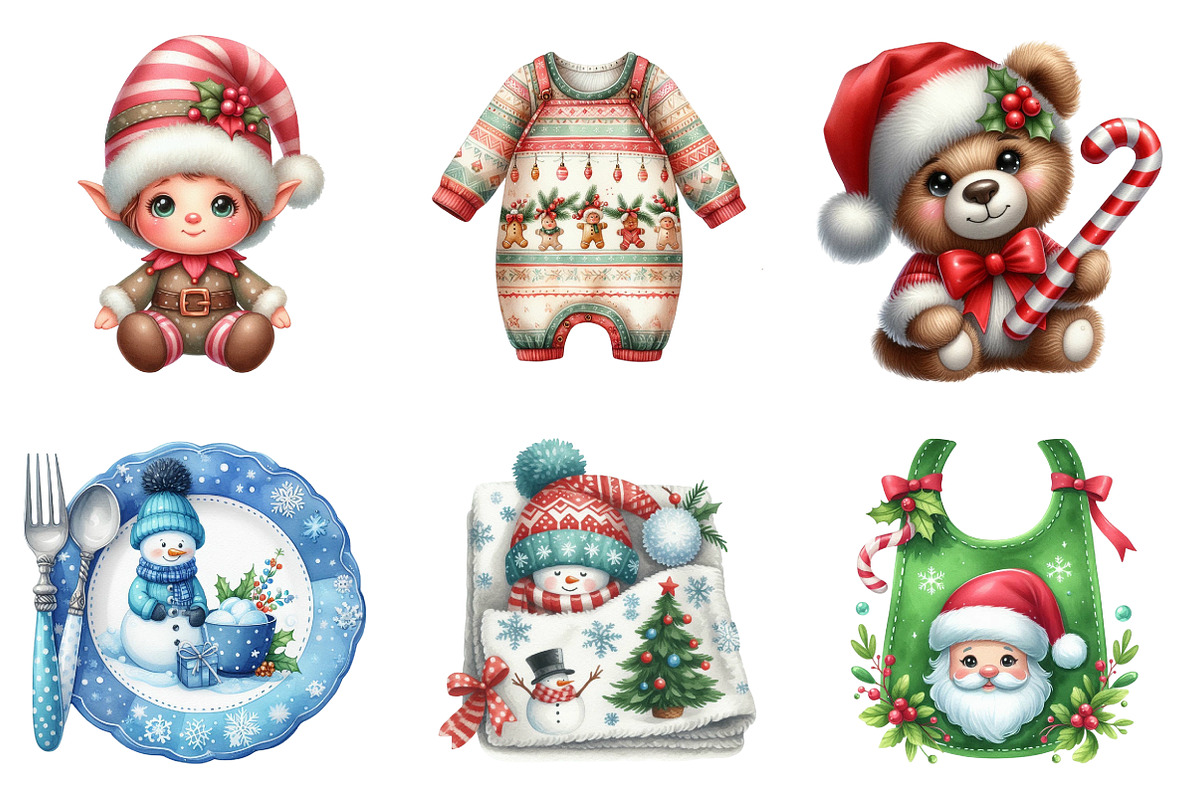 Christmas Babyshower Cliparts Bundle, an Illustration by SinaCreation (Photo 3 of 7)